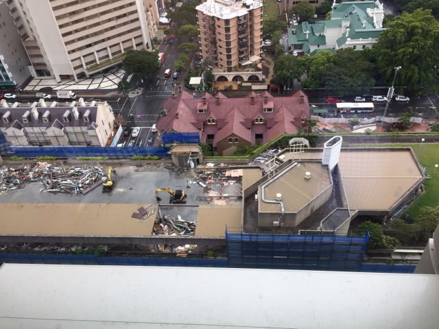 Demolition for the Queens Wharf site.