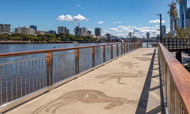 The mangrove river walk on a sunny day.