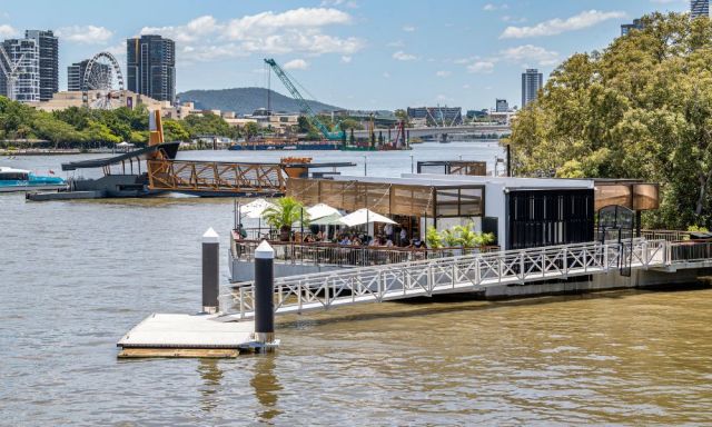 The completed Will and Flow café and ferry terminal on a sunny day.